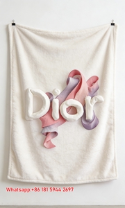 Dior Pastel Ribbon Flannel Sofa Throw Blanket D314